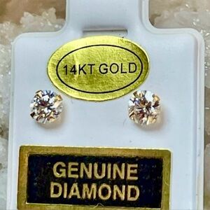 .50ct Lab Grown Option.    14K Solid YELLOW Gold Diamond studs earrings. Gold